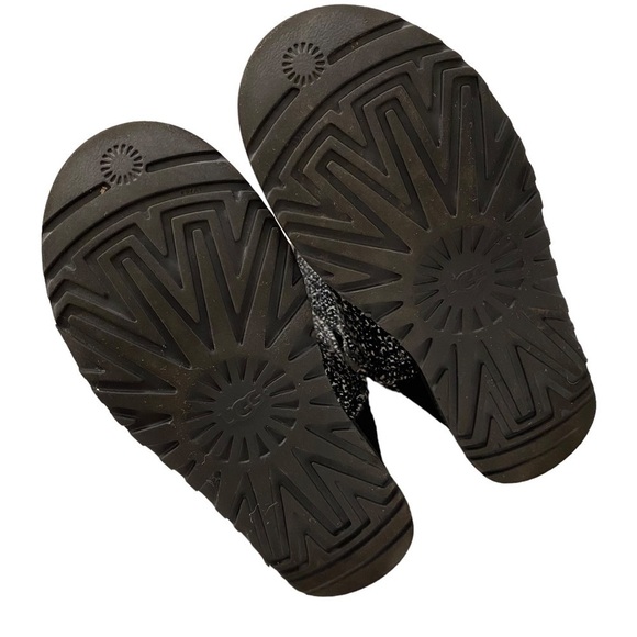 UGG Rare Classic Short Mid-calf Frill Tweed Suede Sheepwool Black Boots Size 7 - Picture 7 of 10